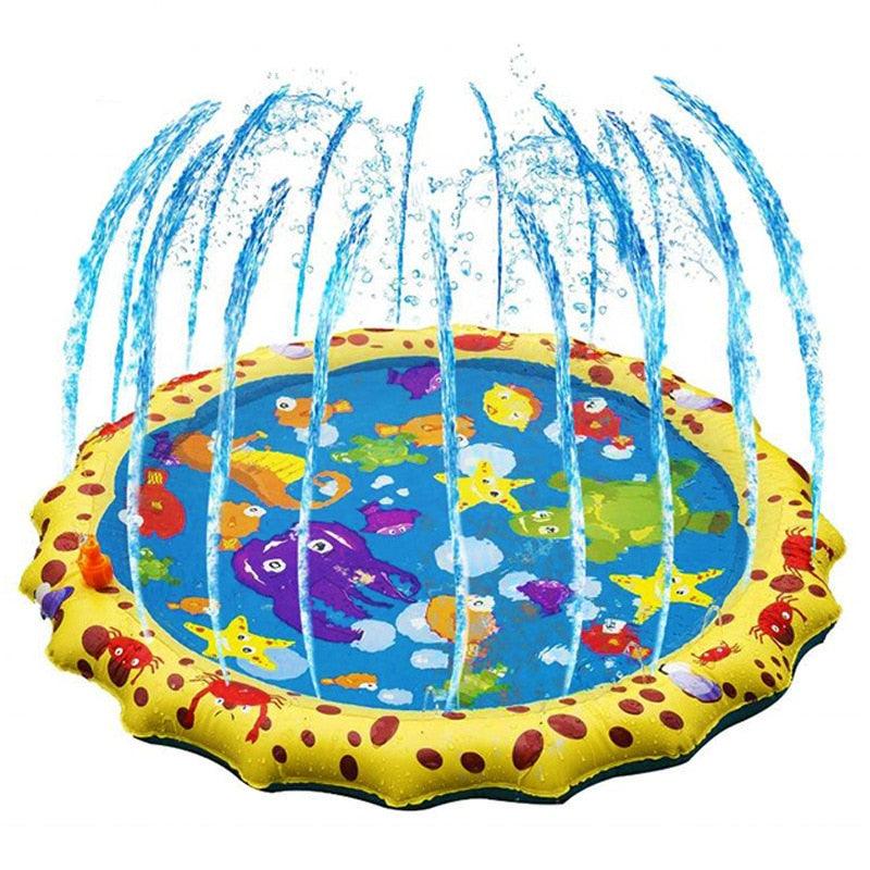 150cm Pet Play Water Spray Splash Mat, Inflatable Sprinkler Cushion Pads, Toy Tub Swimming Pool for Kids, Dog Portable Inflatable Water Toy, Paddling Pools for Pets, Inflatable Splash Sprinkler Pad