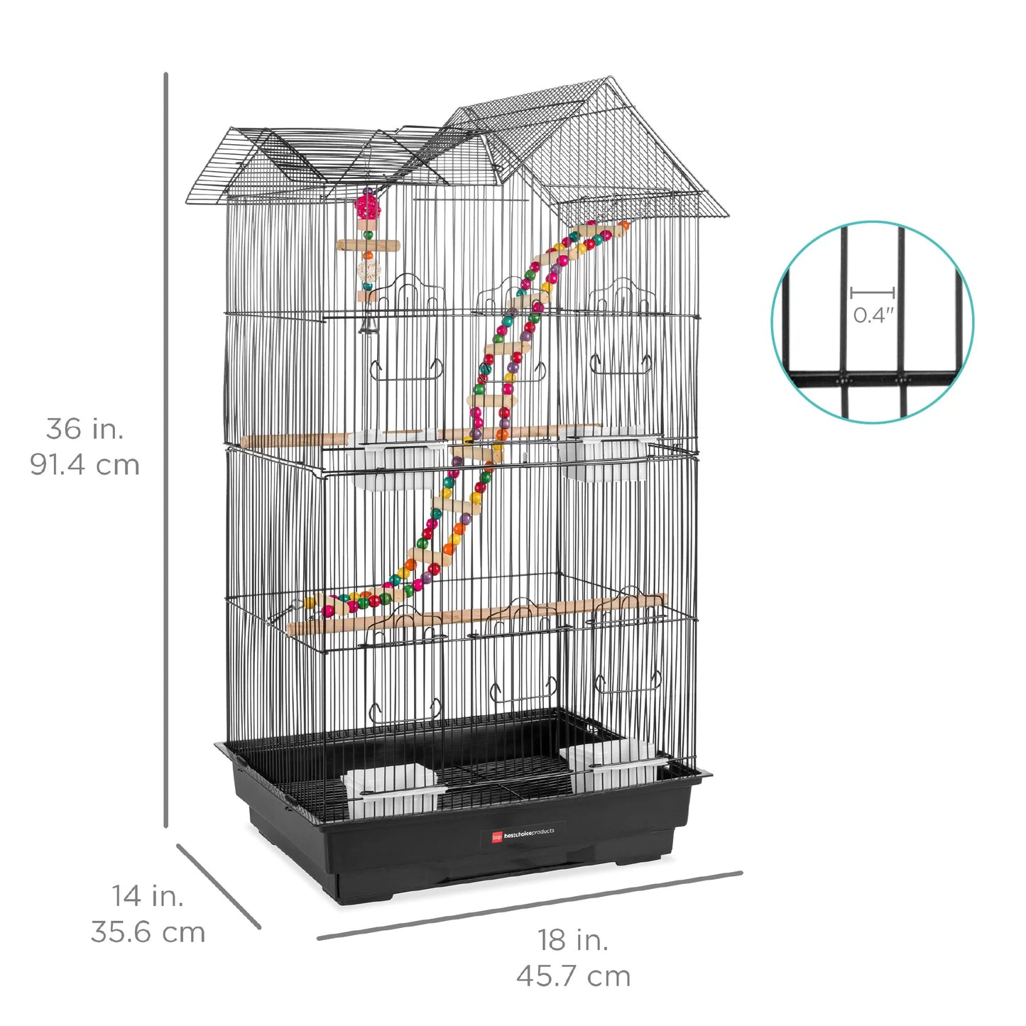 36In Indoor/Outdoor Iron Bird Cage for Parrots