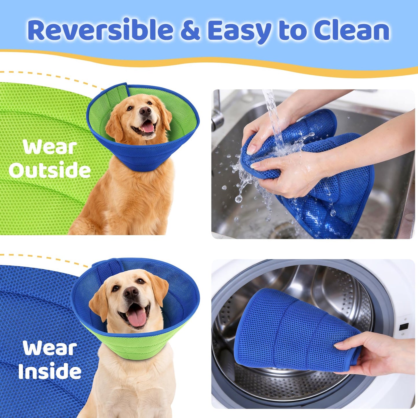 Soft Dog Cone Collar To Stop Licking After Surgery, Comfy Dog Cone Alternative For Large, Medium, Small Dogs, Cats, Adjustable Washable E-Collar For Spay Neuter Recovery And Neck Protection