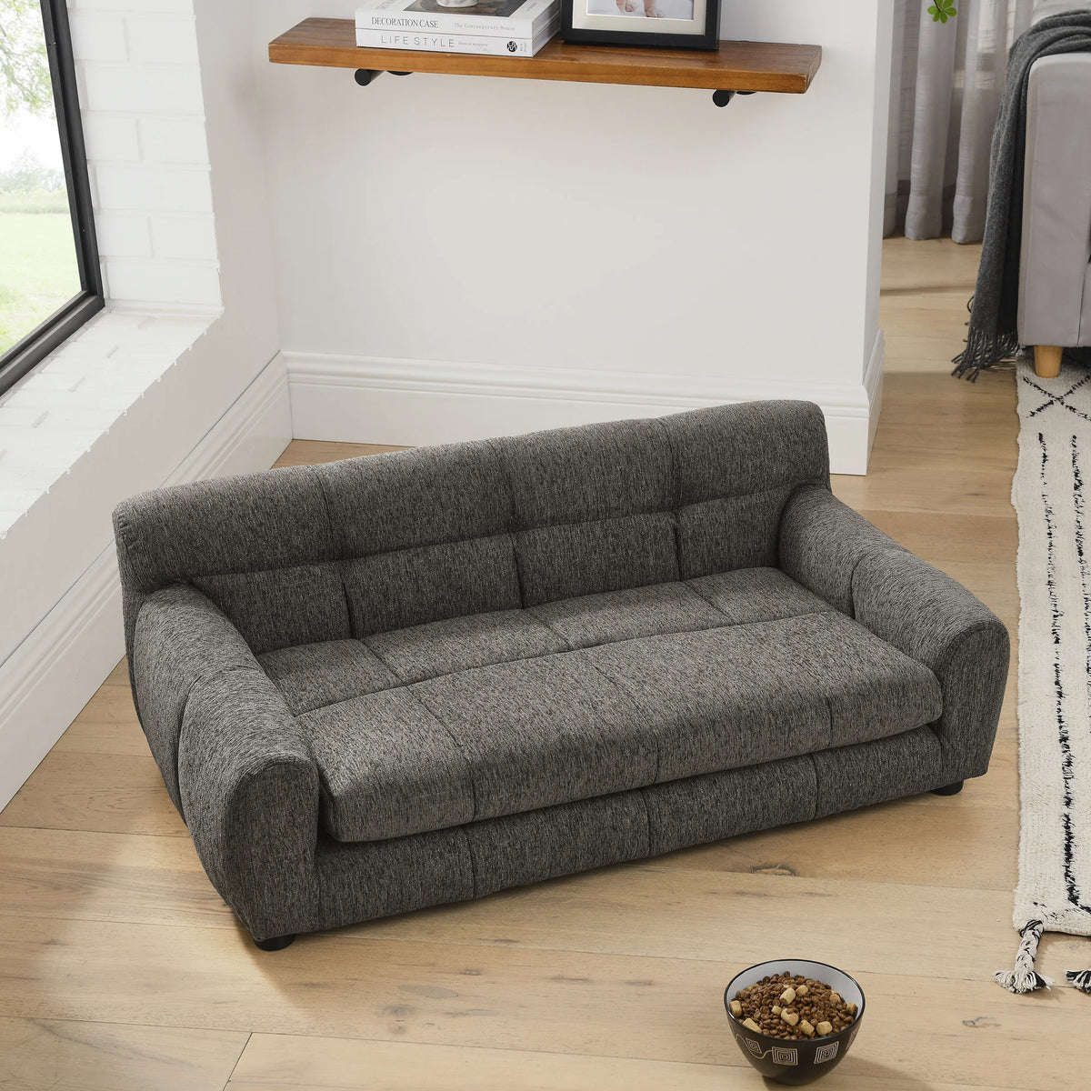 Modern Dog Sofa Bed with Backrest & Armrests – Breathable, Sturdy Pet Couch for Medium & Large Dogs