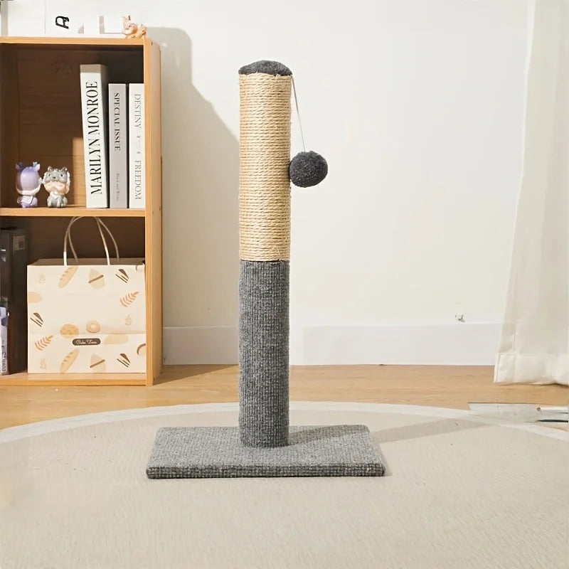 Gray Natural Sisal Cat Scratching Post with Toy Ball