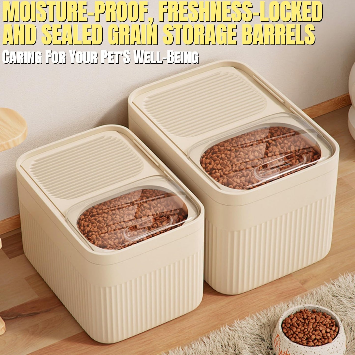 High-Capacity Pet Food Container Airtight With Cup, Dog Food Storage Container, Durable Design For Dog, Cat, Bird Food Storage, Keep Dry Food