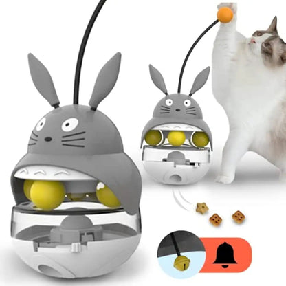 Interactive Cat Feeder Toy, Treat Dispenser Exercise Toys, Feeding Food Toy Dispenser Cat Indoors- Sounding Bell Cat Tower
