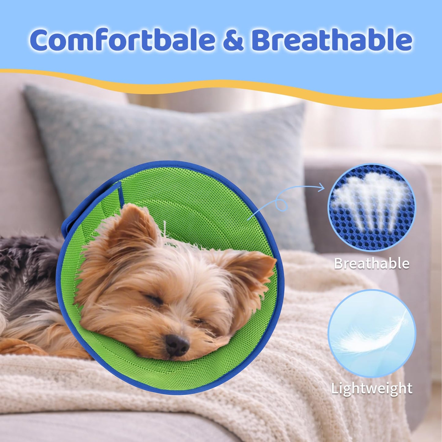 Soft Dog Cone Collar To Stop Licking After Surgery, Comfy Dog Cone Alternative For Large, Medium, Small Dogs, Cats, Adjustable Washable E-Collar For Spay Neuter Recovery And Neck Protection