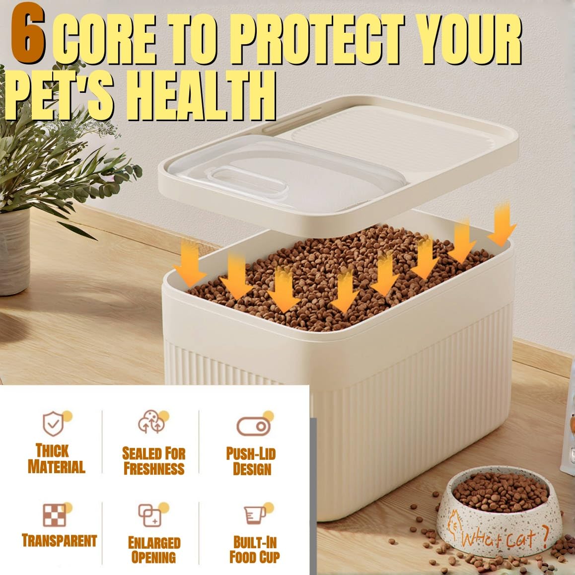 High-Capacity Pet Food Container Airtight With Cup, Dog Food Storage Container, Durable Design For Dog, Cat, Bird Food Storage, Keep Dry Food