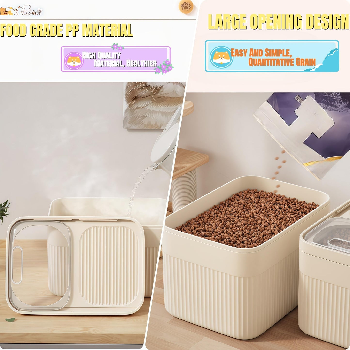 High-Capacity Pet Food Container Airtight With Cup, Dog Food Storage Container, Durable Design For Dog, Cat, Bird Food Storage, Keep Dry Food