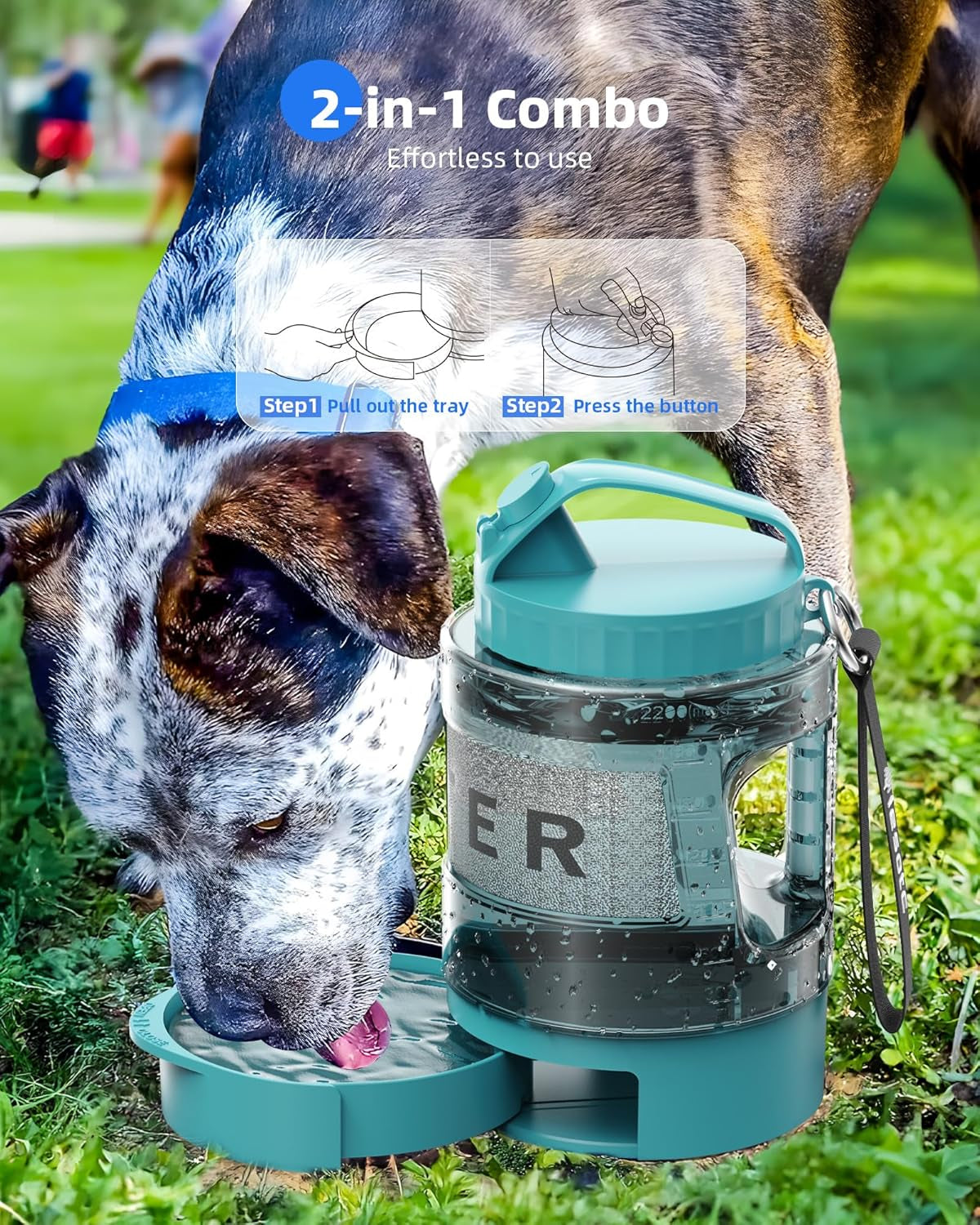 77oz Dog Travel Water Bottle with Bowl, Leak Proof Hiking Camping Bottle