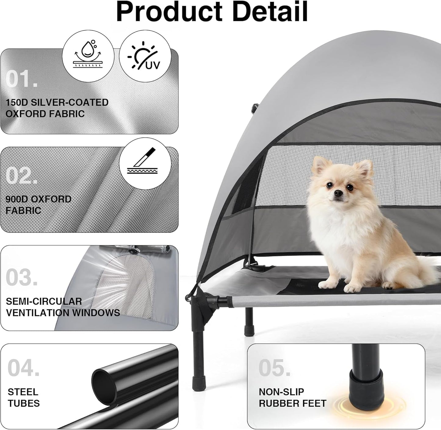Elevated Outdoor Dog Bed with Canopy Cooling Pet Camping Tent