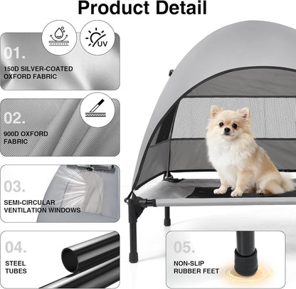 Elevated Outdoor Dog Bed with Canopy Cooling Pet Camping Tent