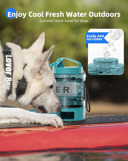 77oz Dog Travel Water Bottle with Bowl, Leak Proof Hiking Camping Bottle