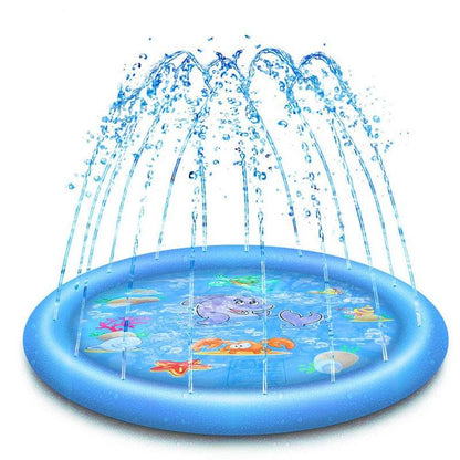 150cm Pet Play Water Spray Splash Mat, Inflatable Sprinkler Cushion Pads, Toy Tub Swimming Pool for Kids, Dog Portable Inflatable Water Toy, Paddling Pools for Pets, Inflatable Splash Sprinkler Pad