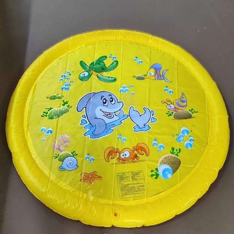 150cm Pet Play Water Spray Splash Mat, Inflatable Sprinkler Cushion Pads, Toy Tub Swimming Pool for Kids, Dog Portable Inflatable Water Toy, Paddling Pools for Pets, Inflatable Splash Sprinkler Pad