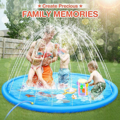 150cm Pet Play Water Spray Splash Mat, Inflatable Sprinkler Cushion Pads, Toy Tub Swimming Pool for Kids, Dog Portable Inflatable Water Toy, Paddling Pools for Pets, Inflatable Splash Sprinkler Pad