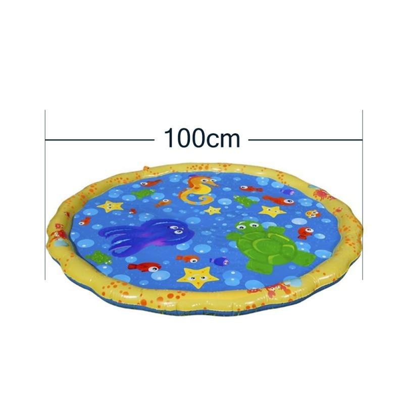 150cm Pet Play Water Spray Splash Mat, Inflatable Sprinkler Cushion Pads, Toy Tub Swimming Pool for Kids, Dog Portable Inflatable Water Toy, Paddling Pools for Pets, Inflatable Splash Sprinkler Pad