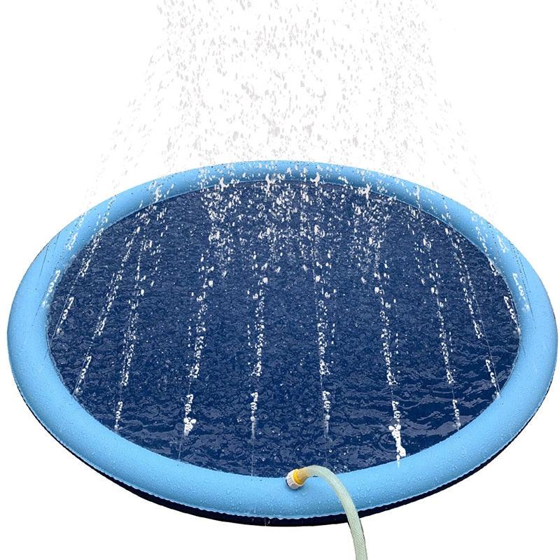 150cm Pet Play Water Spray Splash Mat, Inflatable Sprinkler Cushion Pads, Toy Tub Swimming Pool for Kids, Dog Portable Inflatable Water Toy, Paddling Pools for Pets, Inflatable Splash Sprinkler Pad