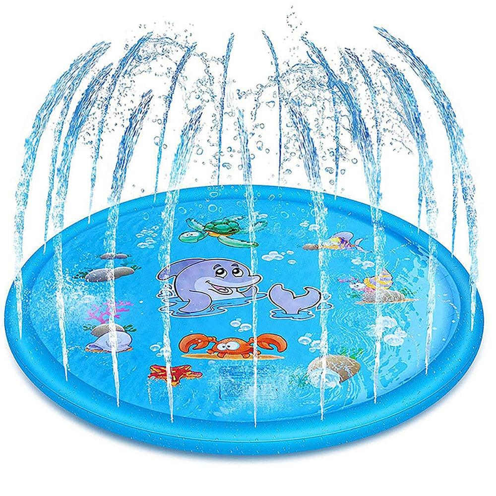 150cm Pet Play Water Spray Splash Mat, Inflatable Sprinkler Cushion Pads, Toy Tub Swimming Pool for Kids, Dog Portable Inflatable Water Toy, Paddling Pools for Pets, Inflatable Splash Sprinkler Pad