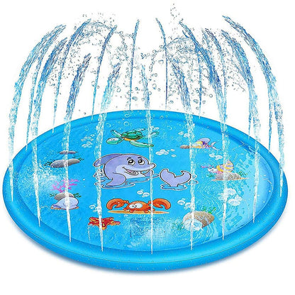 150cm Pet Play Water Spray Splash Mat, Inflatable Sprinkler Cushion Pads, Toy Tub Swimming Pool for Kids, Dog Portable Inflatable Water Toy, Paddling Pools for Pets, Inflatable Splash Sprinkler Pad