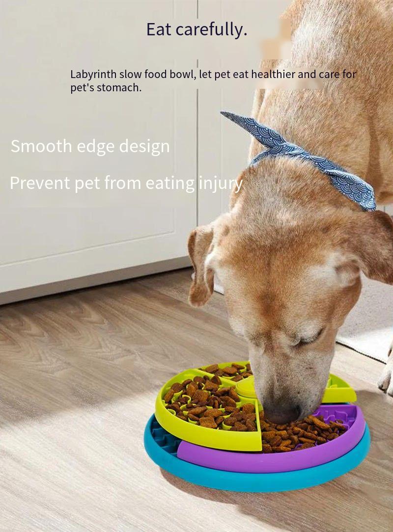 Slow Food Bowl Anti Choking Cat Bowl, Dog Basin Puzzle Feeder, Healthy Pet Rotating Game Board