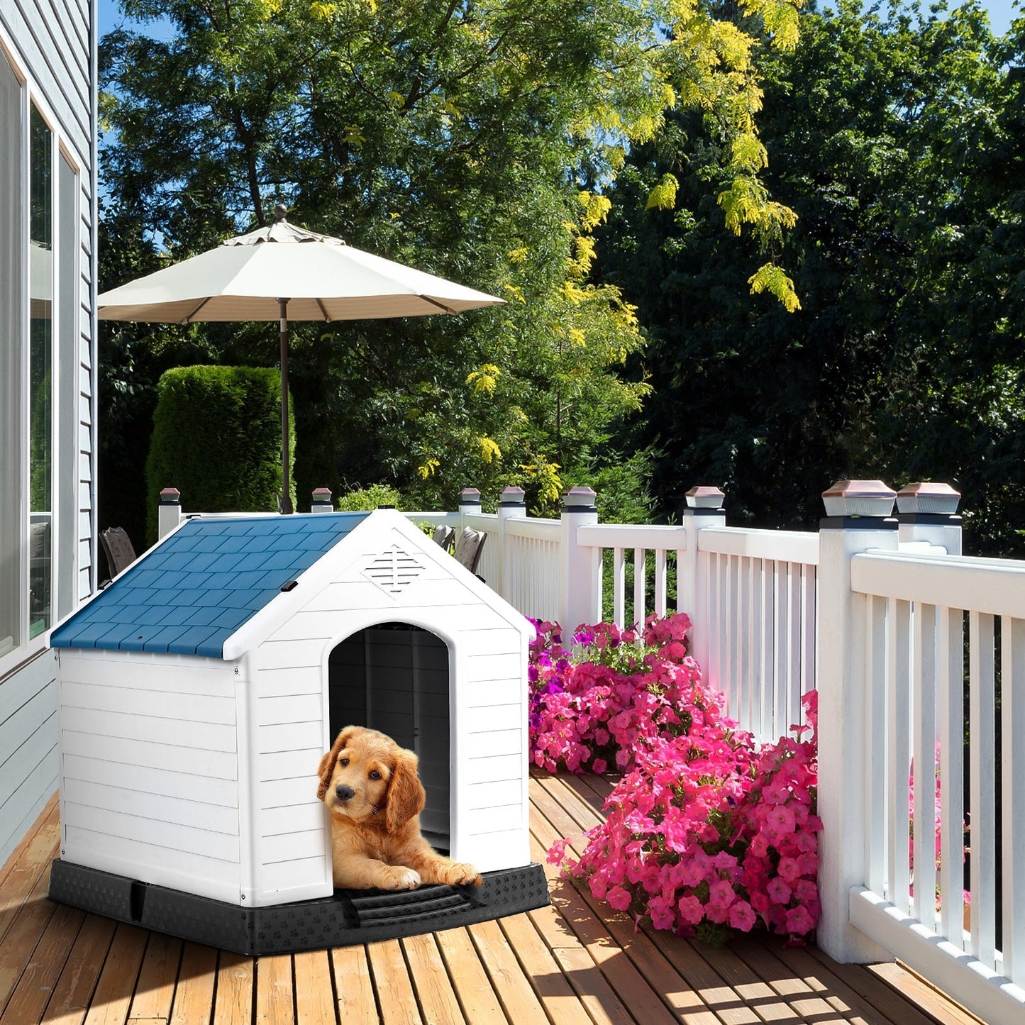 Indoor/Outdoor Waterproof Plastic Dog House Pet Puppy Shelter