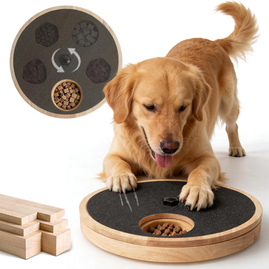 Dog Nail Scratch Board with Treat Box – Interactive Stress-Free Nail File for Dogs, Adjustable Wooden Grooming Board, Black