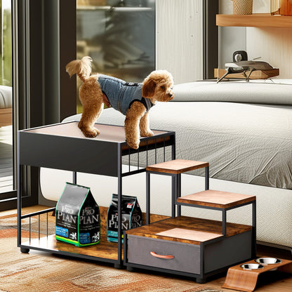 ET Step Window Perch, Bunk Beds Window Perch for Dogs, Bedside Lounge Elevated Dog Bed, Multi-Level Platform with sponge Vintage