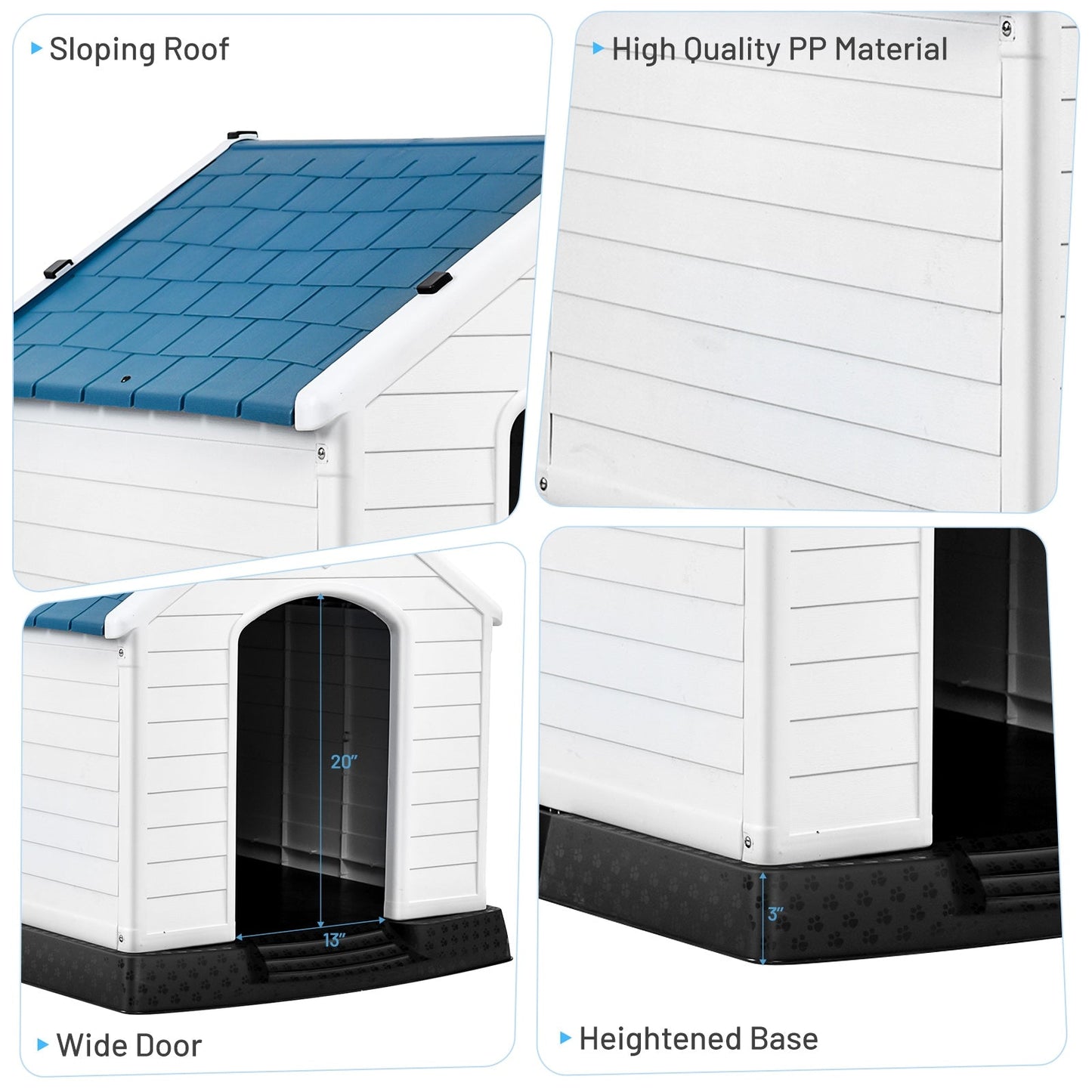 Indoor/Outdoor Waterproof Plastic Dog House Pet Puppy Shelter