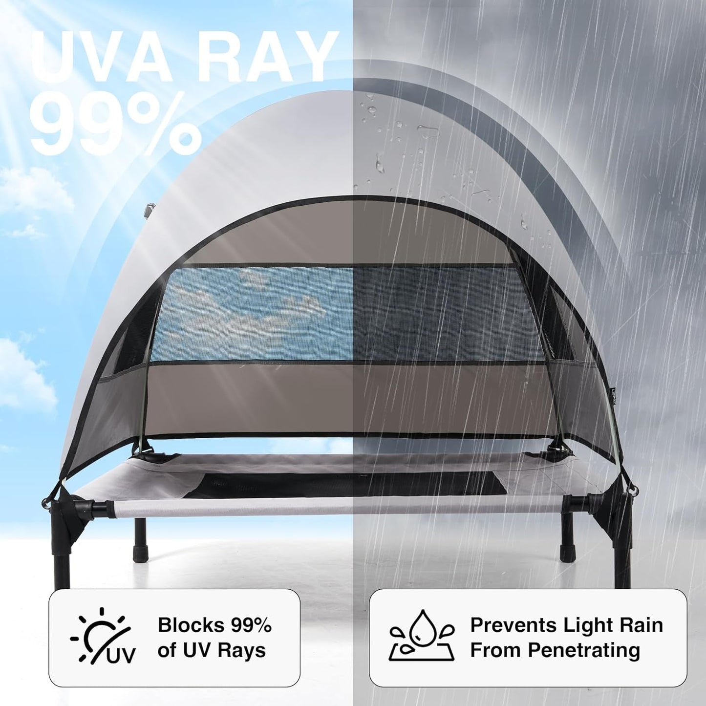 Elevated Outdoor Dog Bed with Canopy Cooling Pet Camping Tent