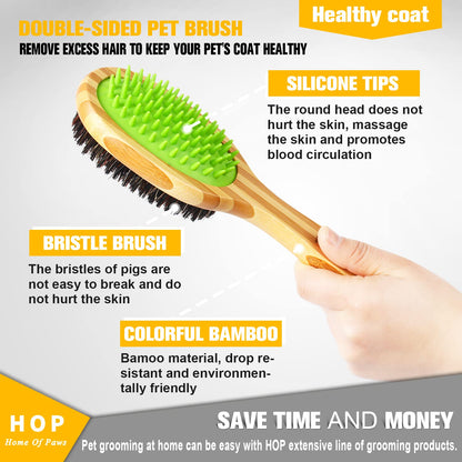 Short Hair Dog Brush Pet Brushing Grooming Comb For Short Hair Coats, Detangling And Shedding Coat Hair Remover, Two Sided Removing Dirt Loose Hair For Dogs