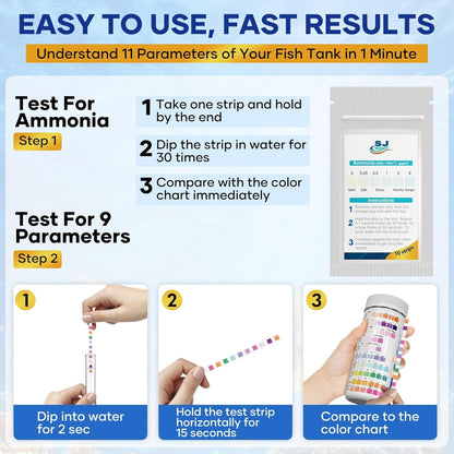 Aquarium Test Strips 11 in 1 Water Test Kit 950, Tests Ammonia pH Fish Tank