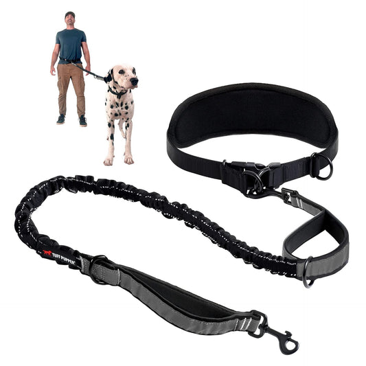 Hands-Free Dog Running Leash Set with Waist Bag – Anti-Shock Bungee Leash for Walking, Jogging & Hiking