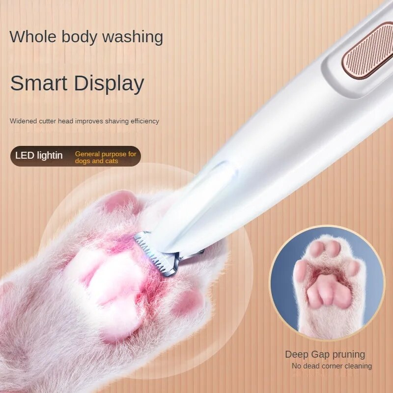 New Dog Paw Trimmer With LED Light, Fully Waterproof Pet Hair Trimmer With LED Display, Dog Clippers For Grooming 18mm Wide Blade