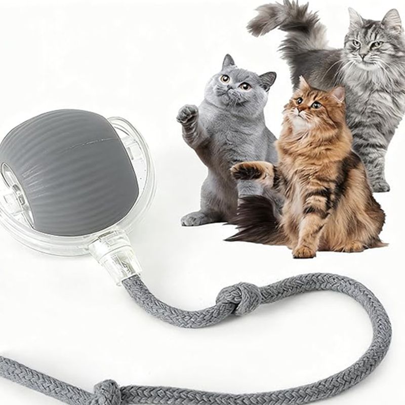 Cat Interactive Ball Toys, Automatic Rolling Ball For Kitten, Rechargeable Smart Pet Electric Toys With Teaser, Sensor Cat Ball Toy