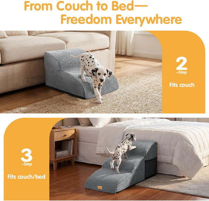 Foam Dog Stairs for Small Dogs & Cats, Non Slip Pet Steps 2 Tier