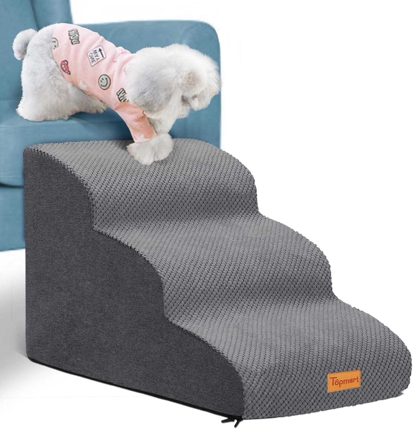 Foam Dog Stairs for Small Dogs & Cats, Non Slip Pet Steps 2 Tier