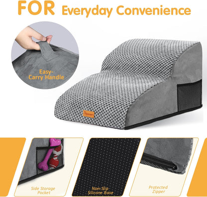 Foam Dog Stairs for Small Dogs & Cats, Non Slip Pet Steps 2 Tier
