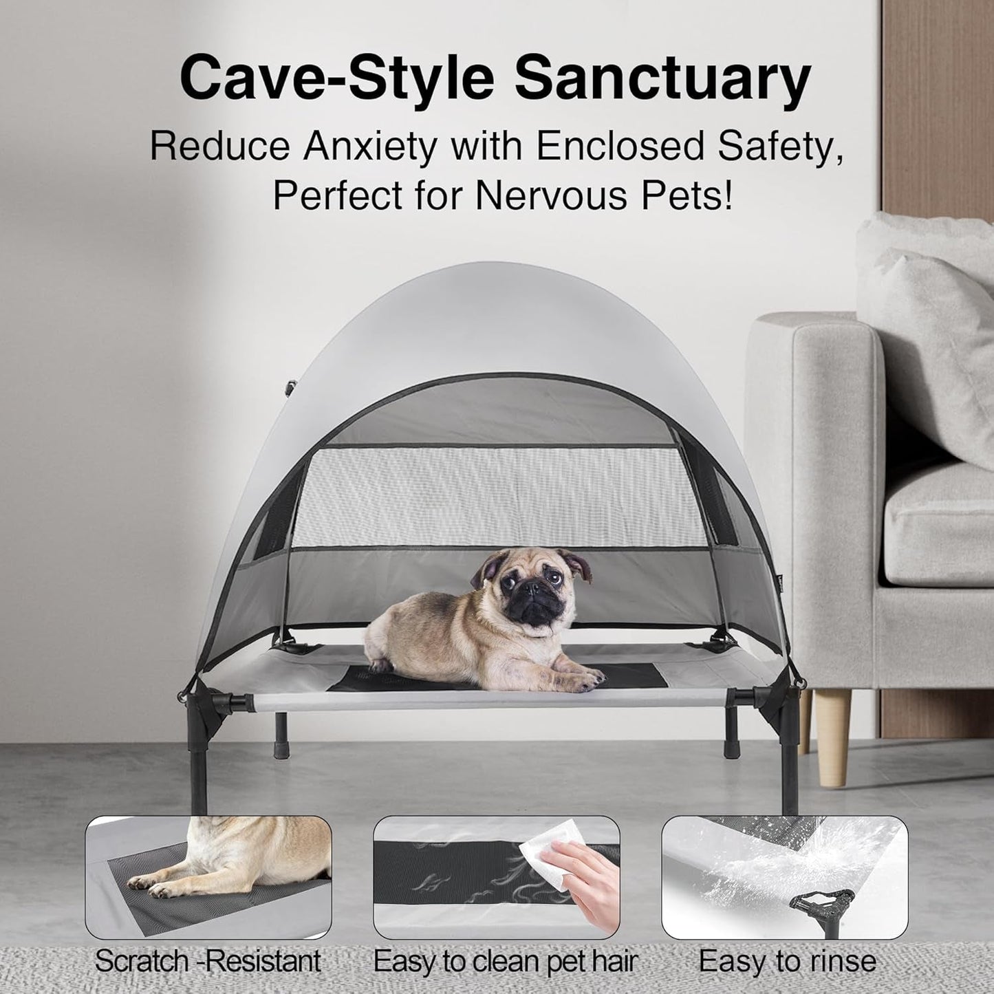 Elevated Outdoor Dog Bed with Canopy Cooling Pet Camping Tent