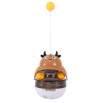 Interactive Cat Feeder Toy, Treat Dispenser Exercise Toys, Feeding Food Toy Dispenser Cat Indoors- Sounding Bell Cat Tower