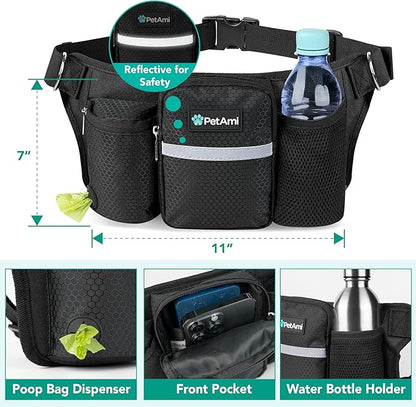 PetAmi Hands-Free Dual Dog Leash with Adjustable Waist Belt & Bungee Leads