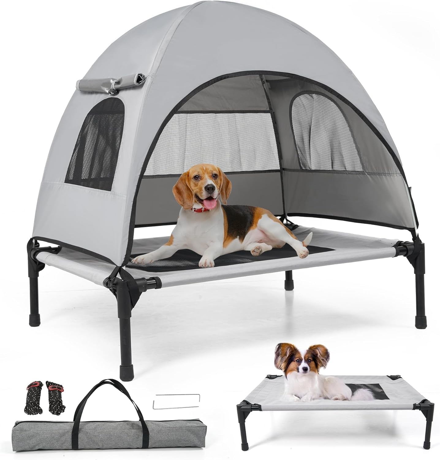 Elevated Outdoor Dog Bed with Canopy Cooling Pet Camping Tent