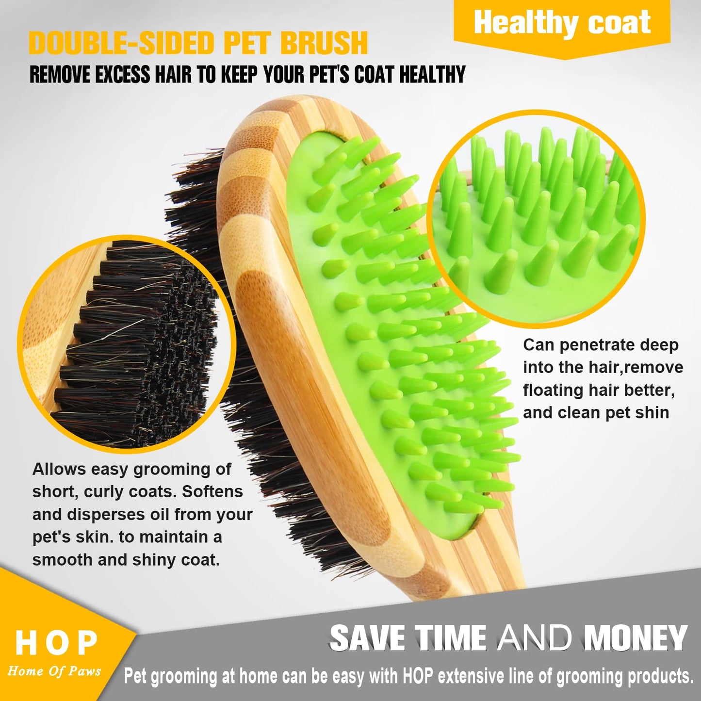 Short Hair Dog Brush Pet Brushing Grooming Comb For Short Hair Coats, Detangling And Shedding Coat Hair Remover, Two Sided Removing Dirt Loose Hair For Dogs