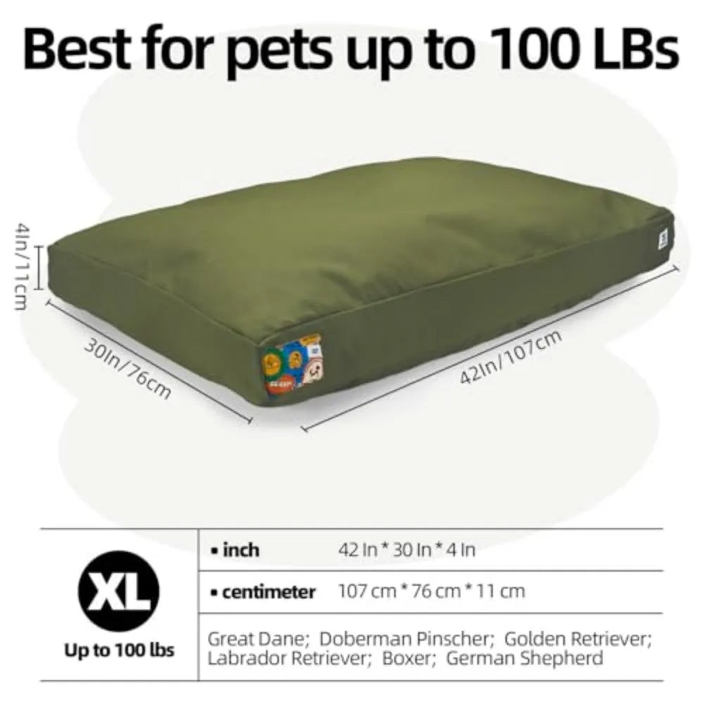 42-Inch Heavy-Duty Waterproof Canvas Dog Bed with Washable Cover for Extra-Large Dogs