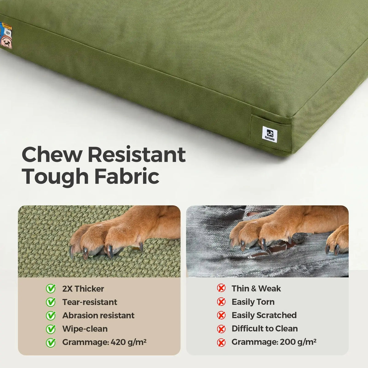 42-Inch Heavy-Duty Waterproof Canvas Dog Bed with Washable Cover for Extra-Large Dogs