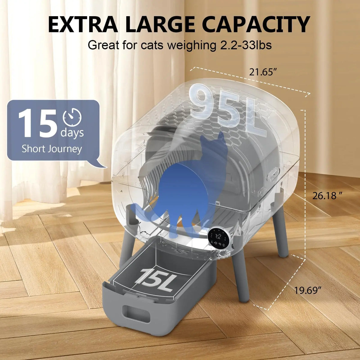 Smart Automatic Self-Cleaning Cat Litter Box – Large Capacity with App Control & Safety Features for Multiple Cats