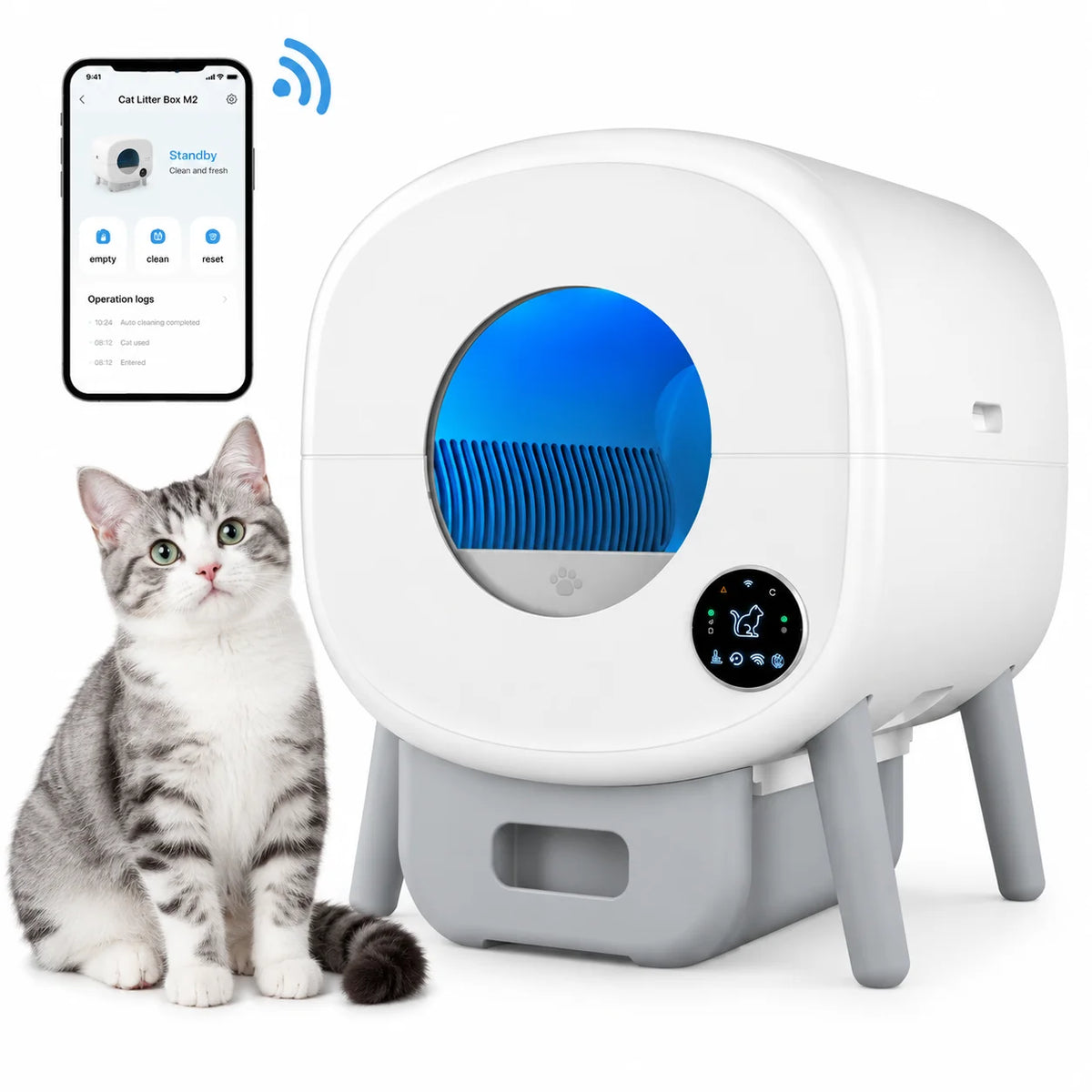 Smart Automatic Self-Cleaning Cat Litter Box – Large Capacity with App Control & Safety Features for Multiple Cats