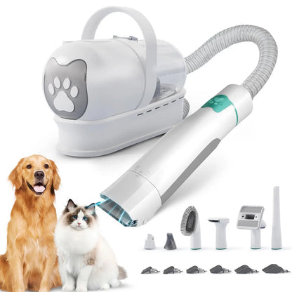 7-in-1 dog and cat grooming vacuum kit with trimmer and various attachments