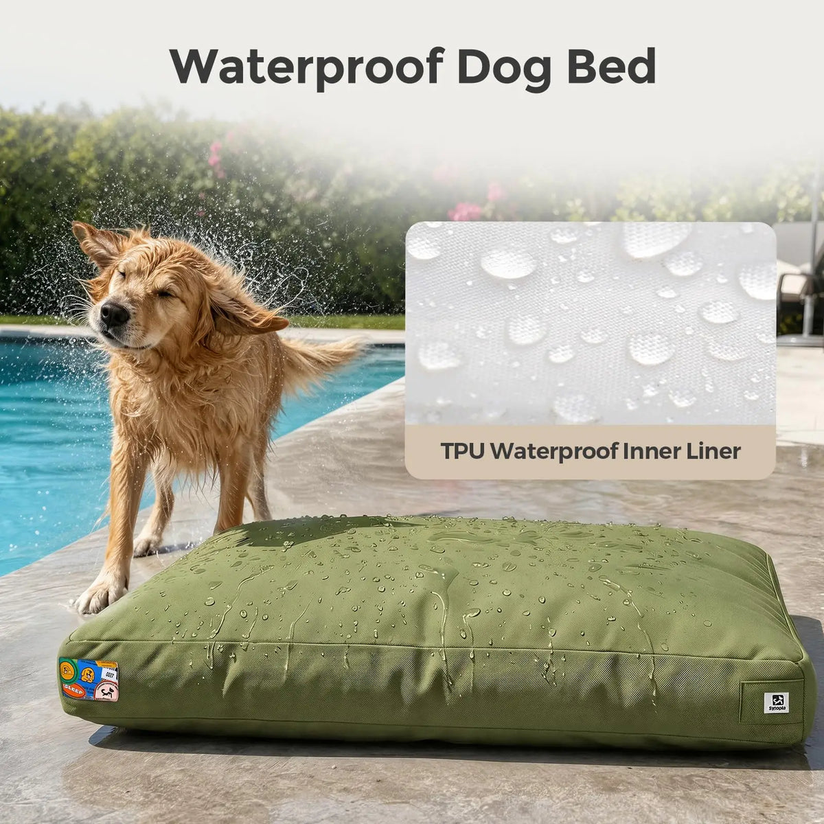 42-Inch Heavy-Duty Waterproof Canvas Dog Bed with Washable Cover for Extra-Large Dogs