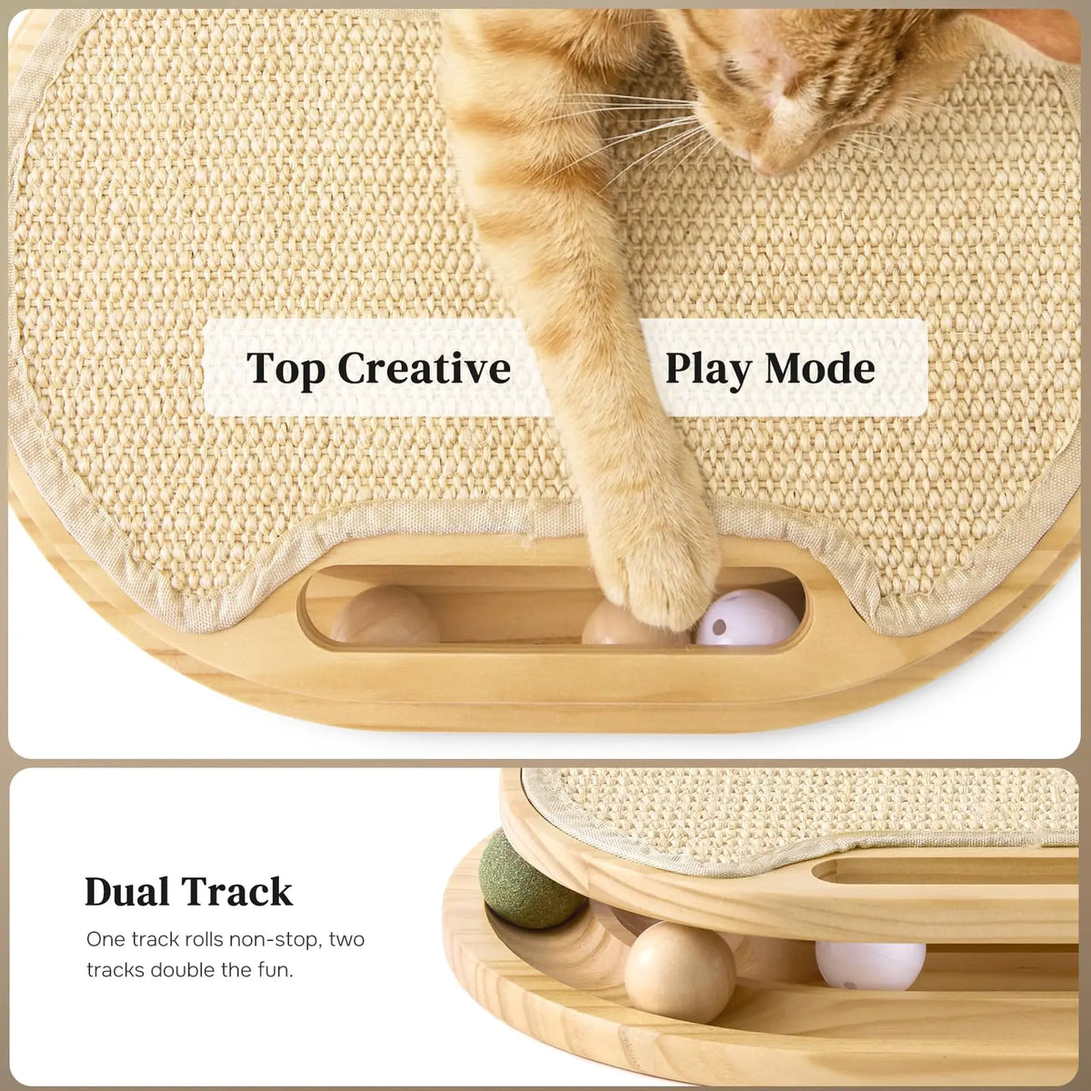 Interactive Cat Scratcher with Ball Track Toy – Durable Sisal Scratching Pad for Indoor Cats