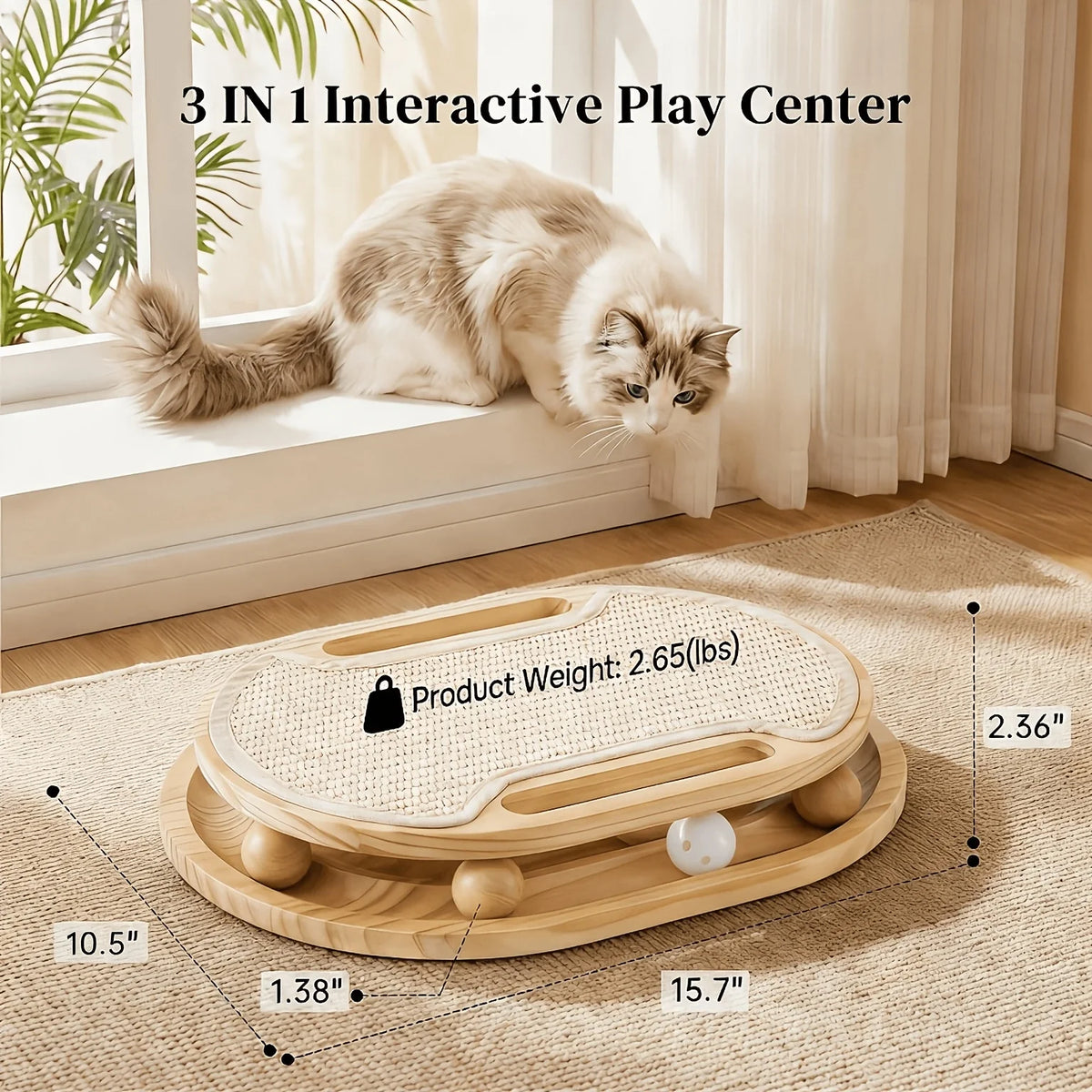 Interactive Cat Scratcher with Ball Track Toy – Durable Sisal Scratching Pad for Indoor Cats