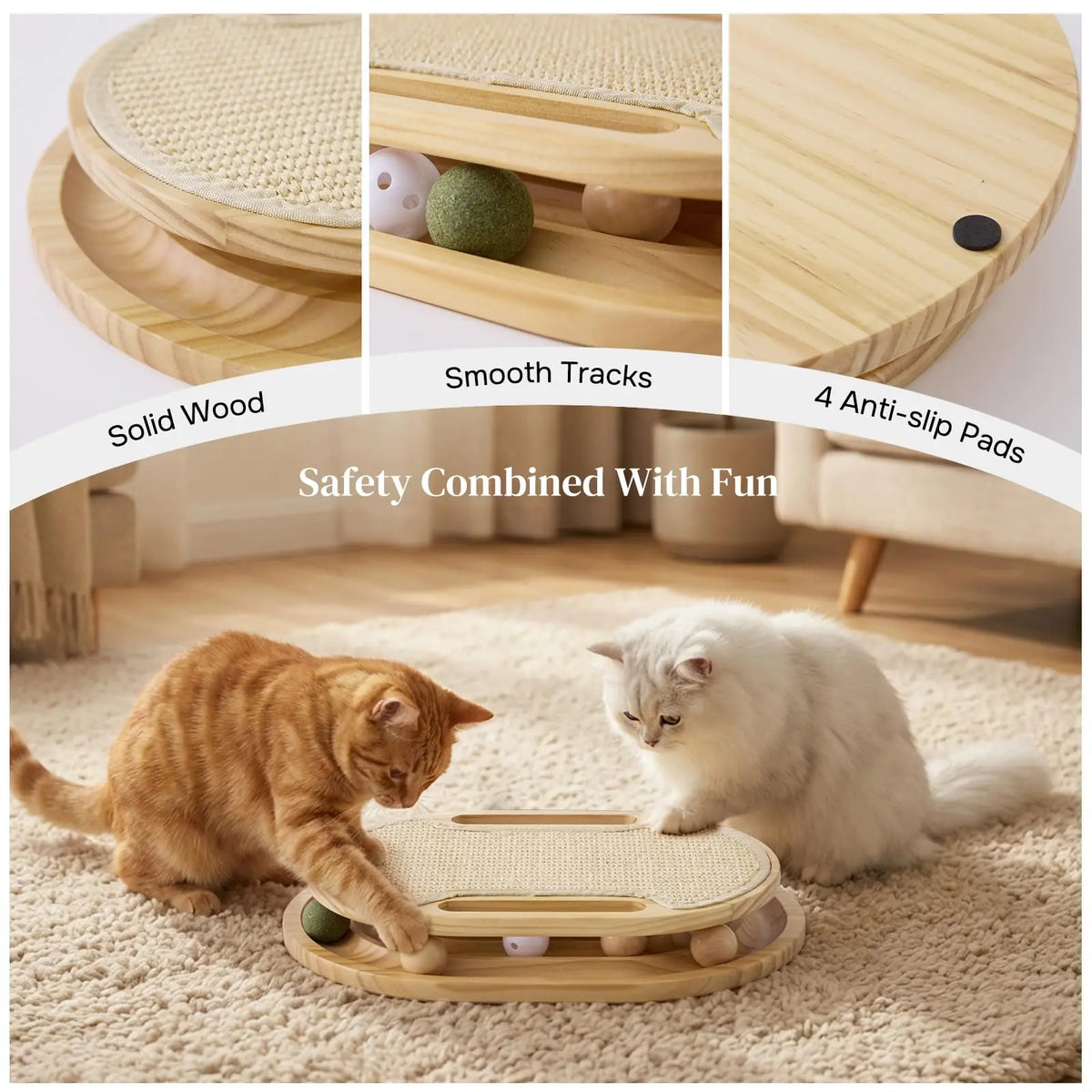 Interactive Cat Scratcher with Ball Track Toy – Durable Sisal Scratching Pad for Indoor Cats