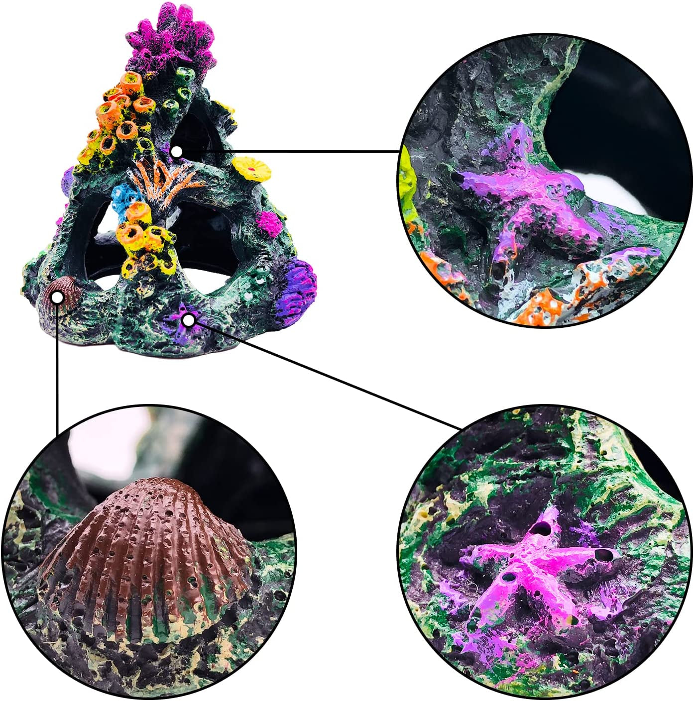 Fish Tank Decoration Coral Reef Set, Aquarium Ornament Cave Plants, Betta Decor